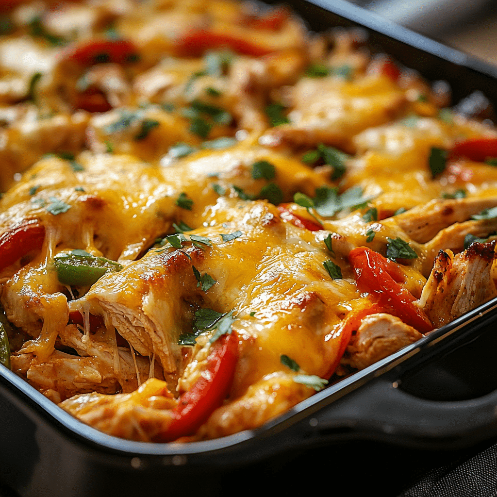 Cheesy Chicken Fajita Casserole