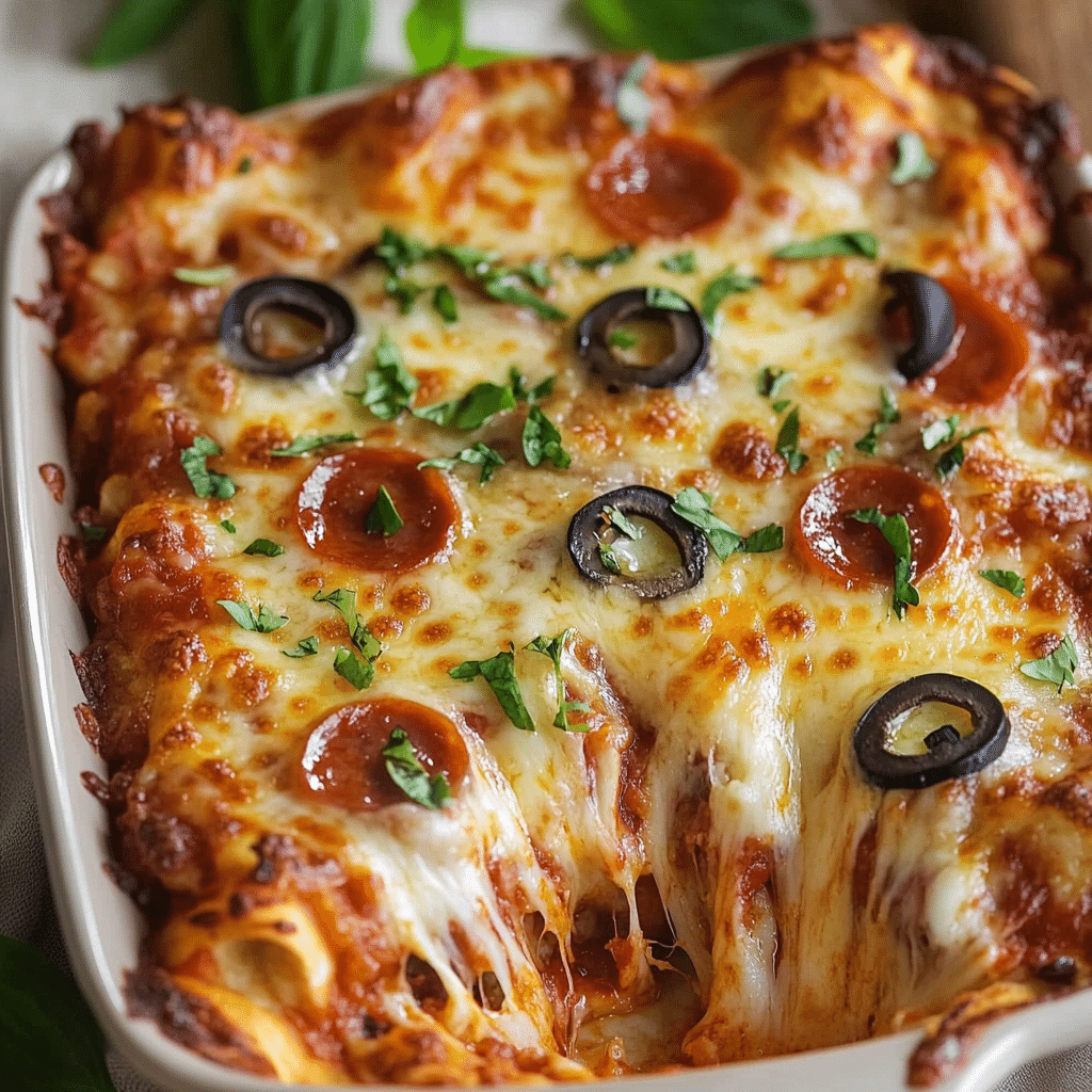 Cheesy Pizza Enchilada Bake