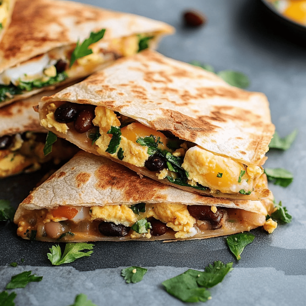 Easy Breakfast Quesadillas with Eggs & Beans