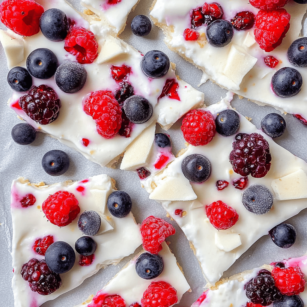 Easy Frozen Yogurt Bark with Berries