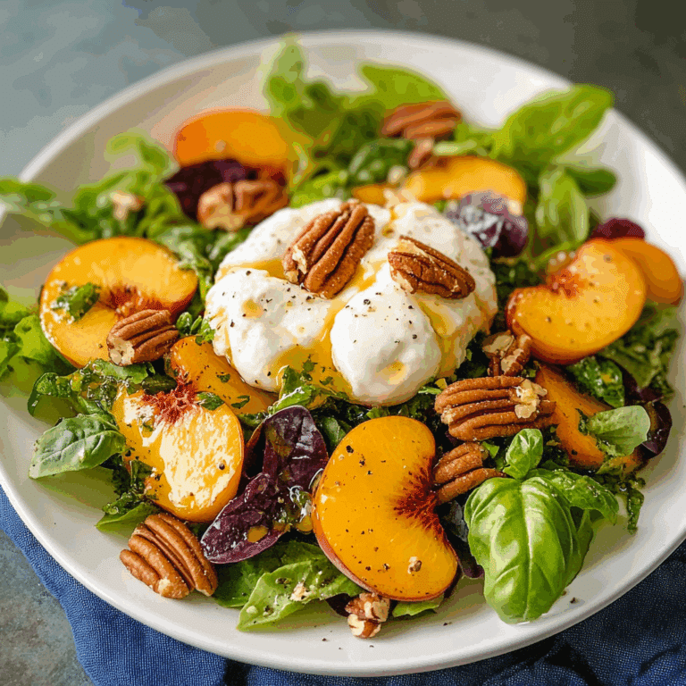 Fresh Peach Salad with Burrata and Pecans