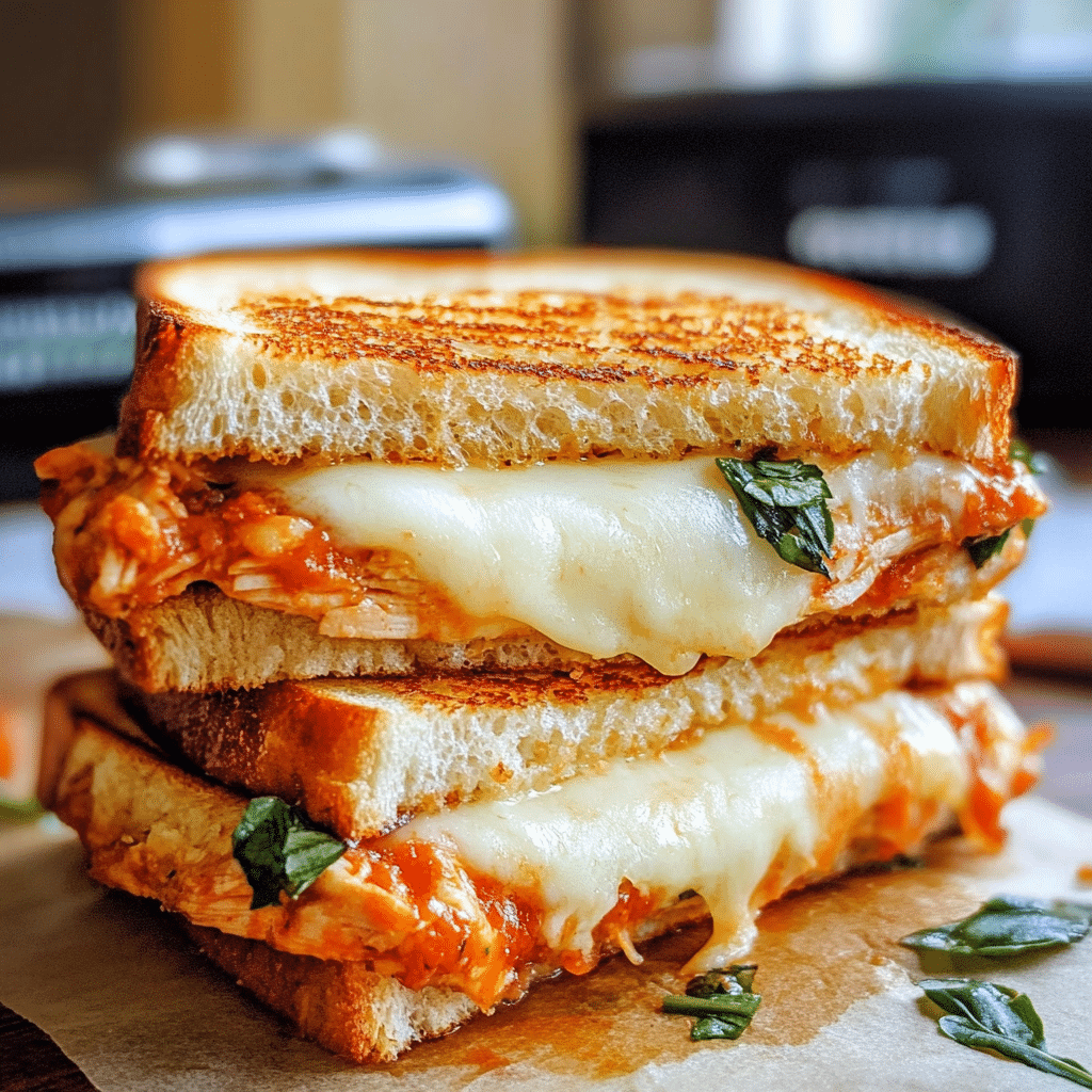 Quick Chicken Parmesan Grilled Cheese Sandwich