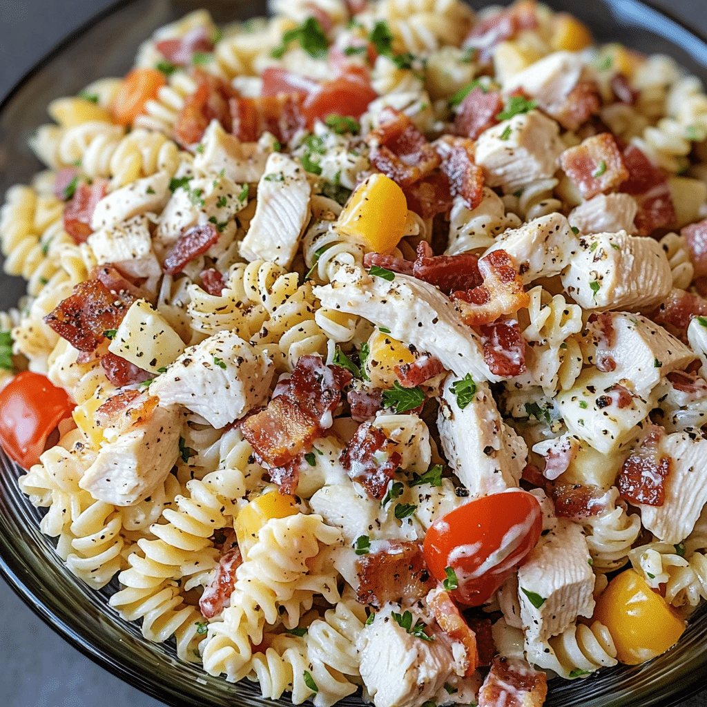 Chicken Bacon Ranch Pasta Salad