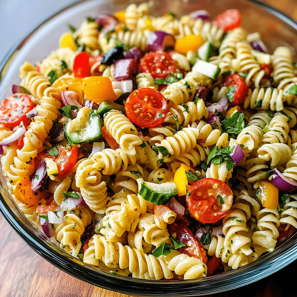 Easy Potluck Pasta Salad with Zesty Dressing