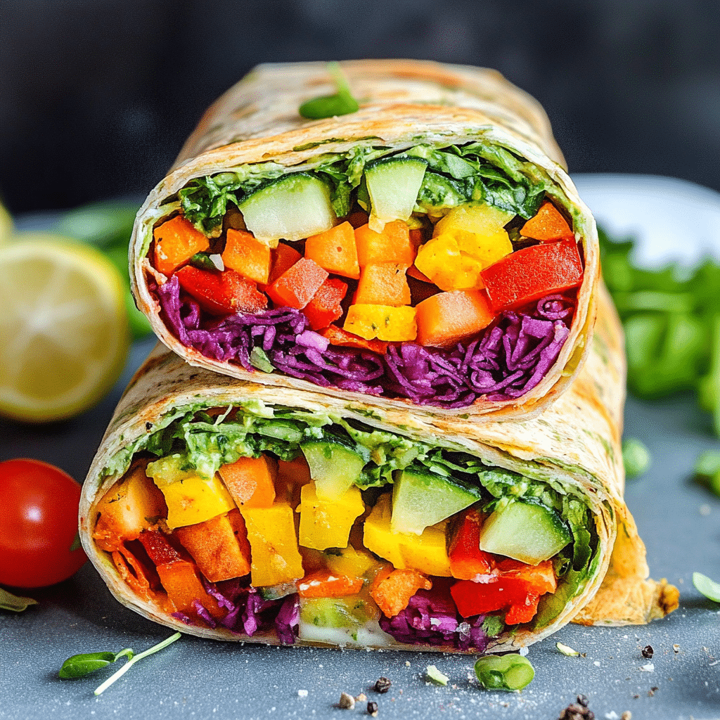 Easy Vegan Veggie Rainbow Wraps