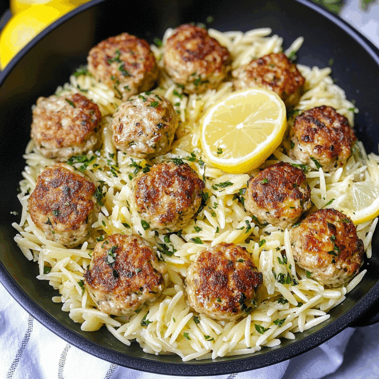 Greek Chicken Meatballs with Lemon Orzo