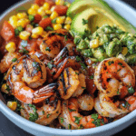 Grilled Shrimp Bowl with Avocado & Corn Salsa