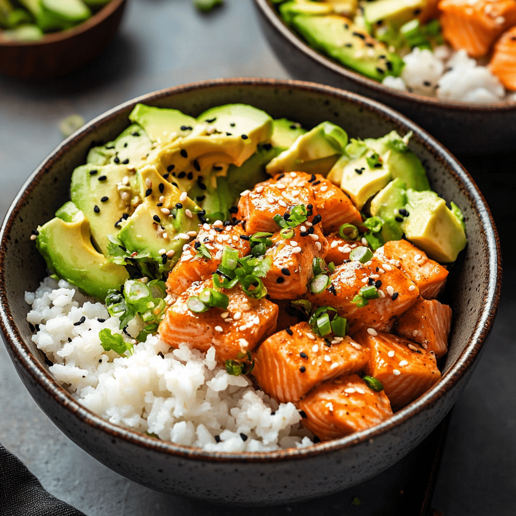 Spicy Salmon Bowls with Avocado
