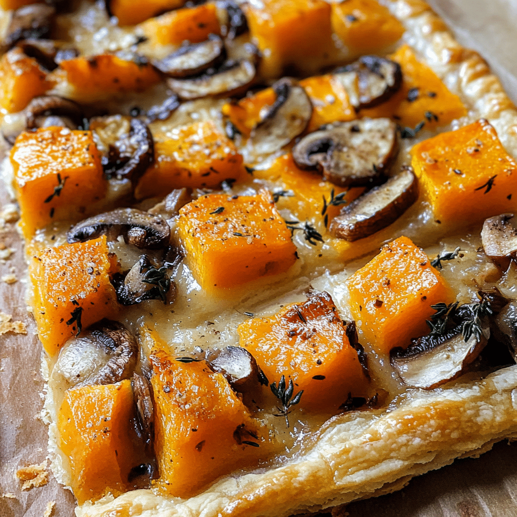 Butternut Squash and Mushroom Puff Pastry Tart