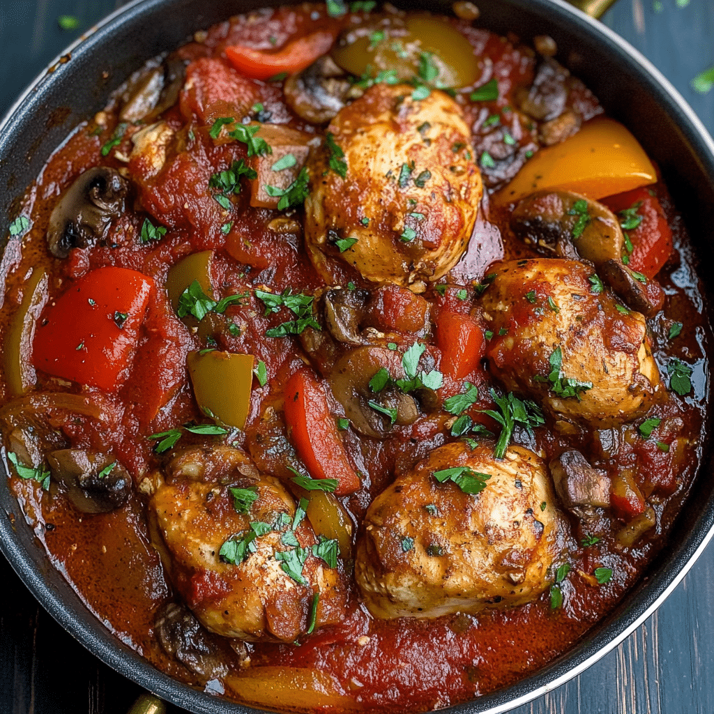 Chicken Cacciatore with Bell Peppers and Mushrooms