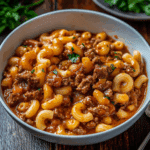 Creamy Beef Goulash with Elbow Macaroni and Cheddar Recipe
