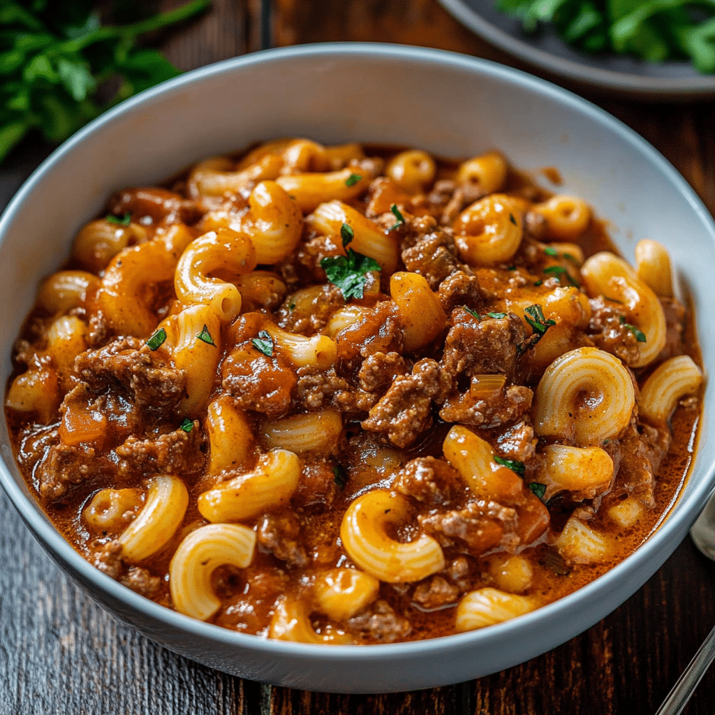 Creamy Beef Goulash with Elbow Macaroni and Cheddar Recipe