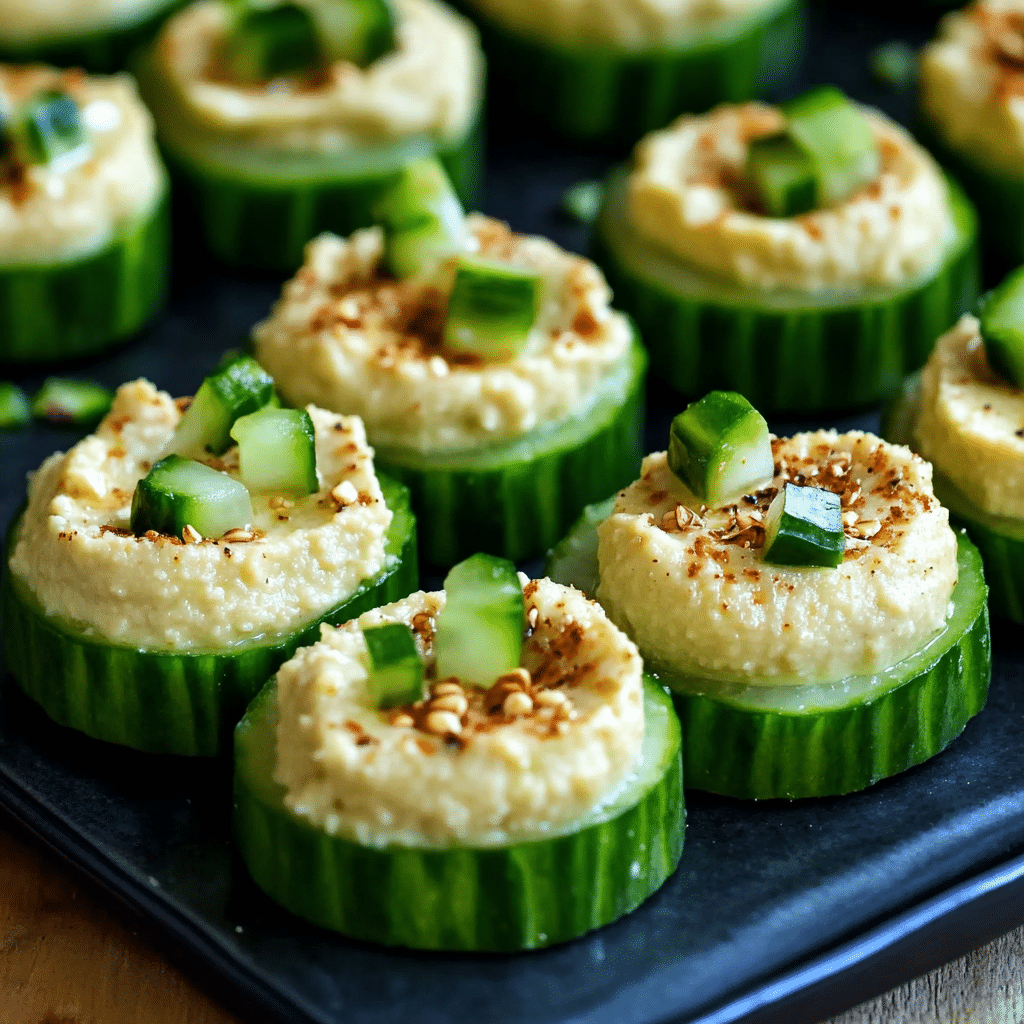 Easy Cucumber Hummus Bites