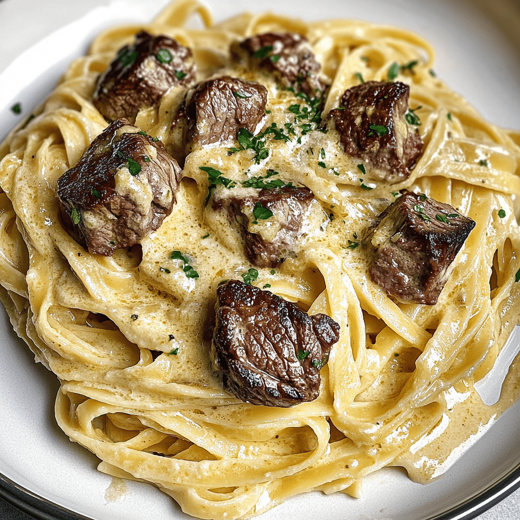 Garlic Butter Steak Fettuccine