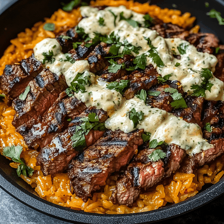 Grilled Cheesy Steak & Cilantro Rice