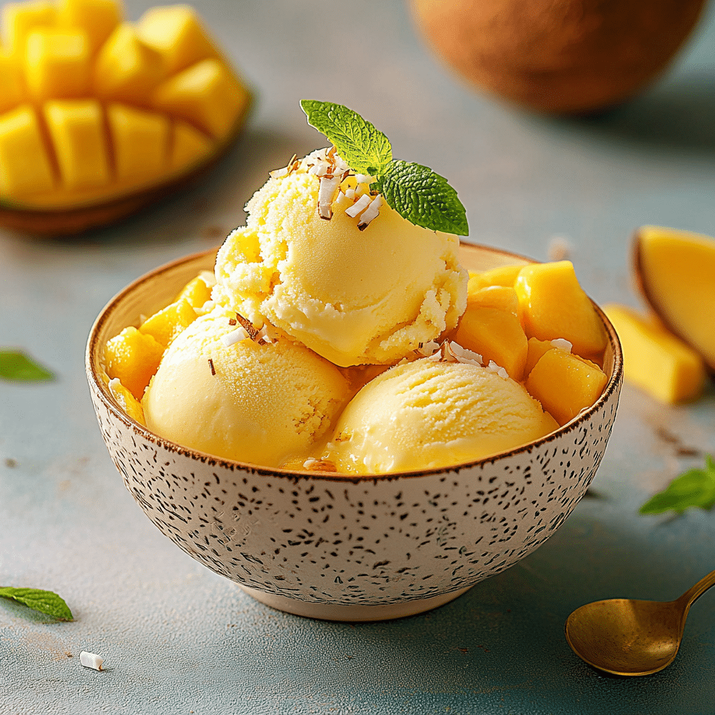 Mango Ice Cream with Coconut