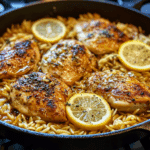 One Pot Lemon Garlic Chicken with Orzo