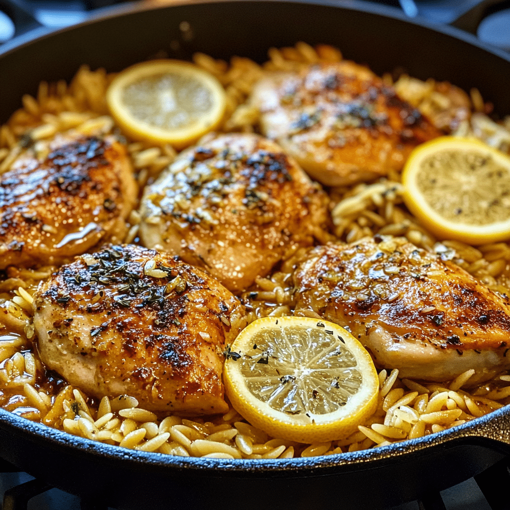 One Pot Lemon Garlic Chicken with Orzo