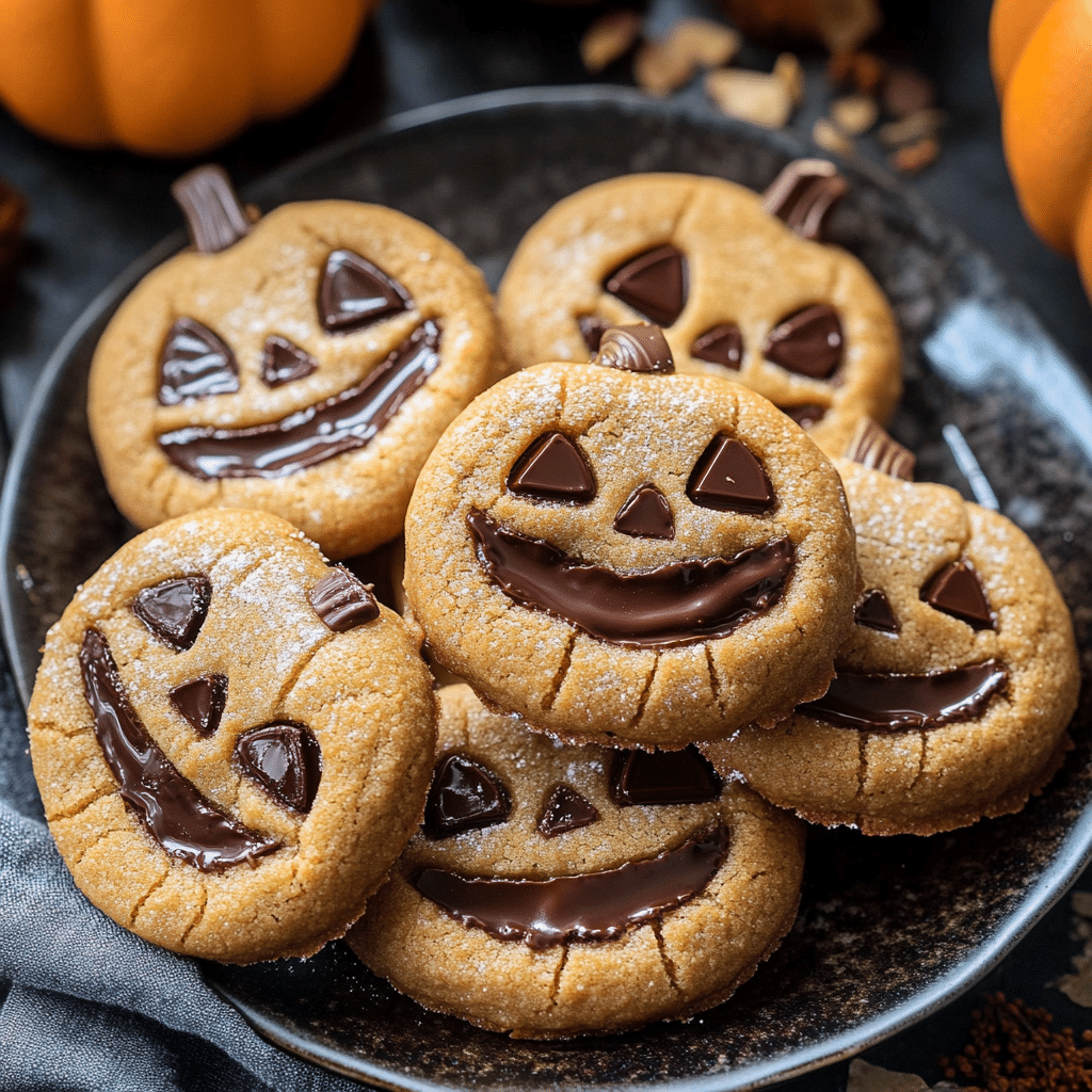 Milk Chocolate Stuffed Jack-O’-Lantern Cookies
