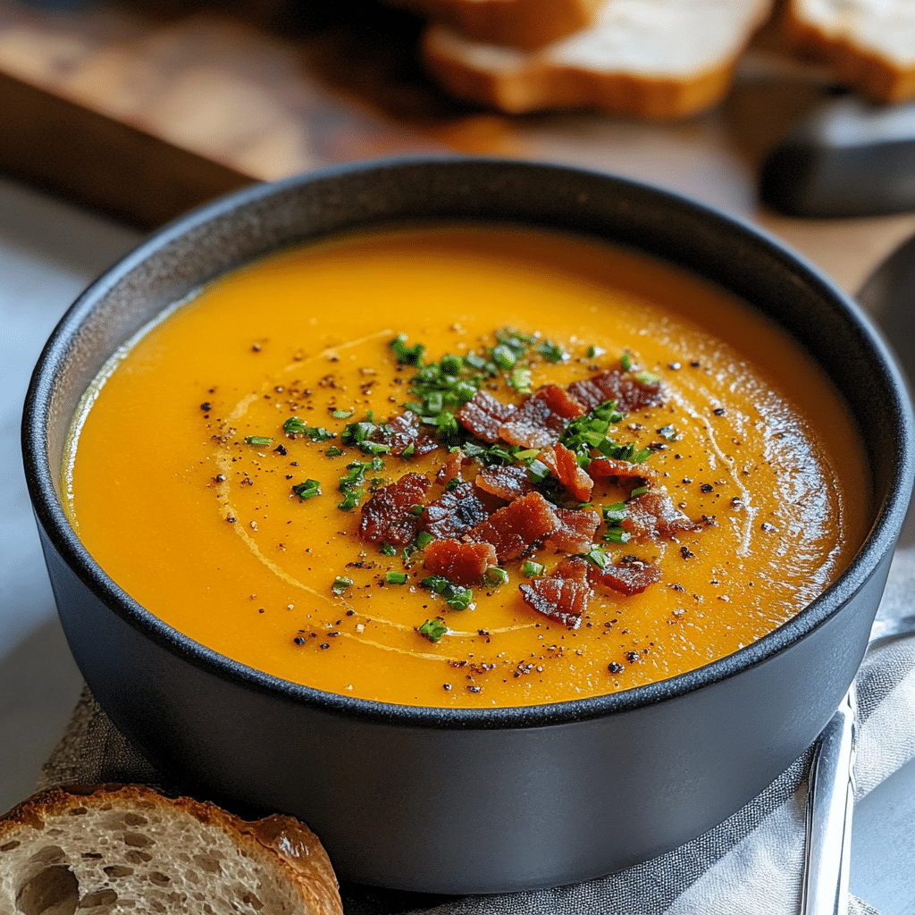 Roasted Butternut Squash and Bacon Soup