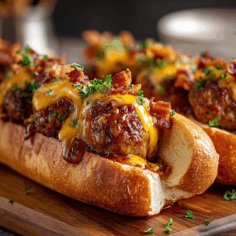 Bourbon BBQ Bacon Cheeseburger Meatball Subs