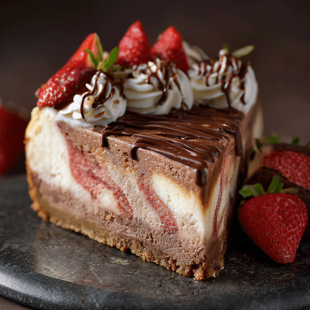Chocolate Strawberry Swirl Cheesecake