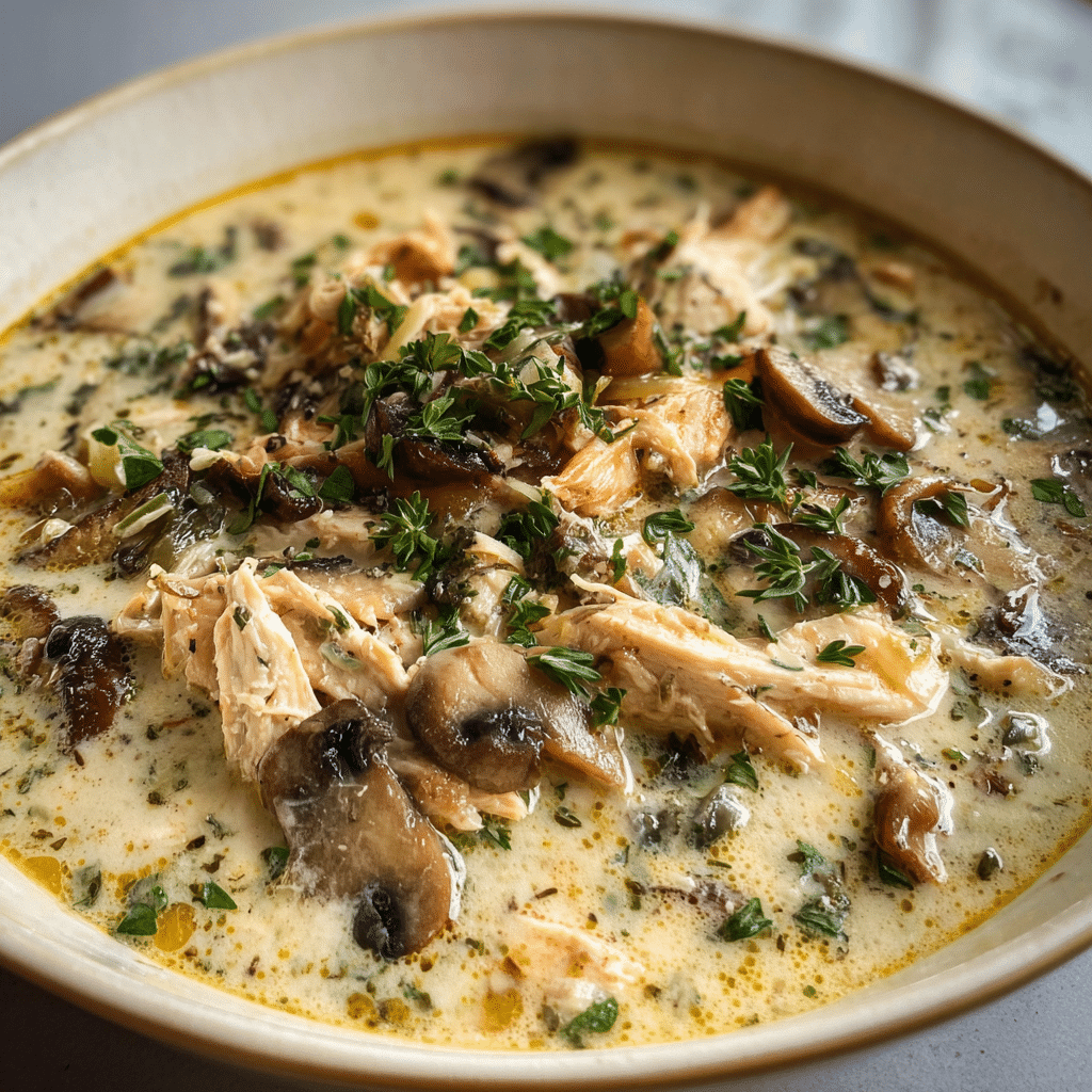 Creamy Rotisserie Chicken Mushroom Soup