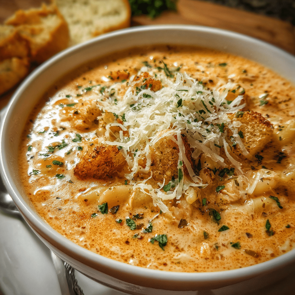 Crock Pot Creamy Chicken Parmesan Soup