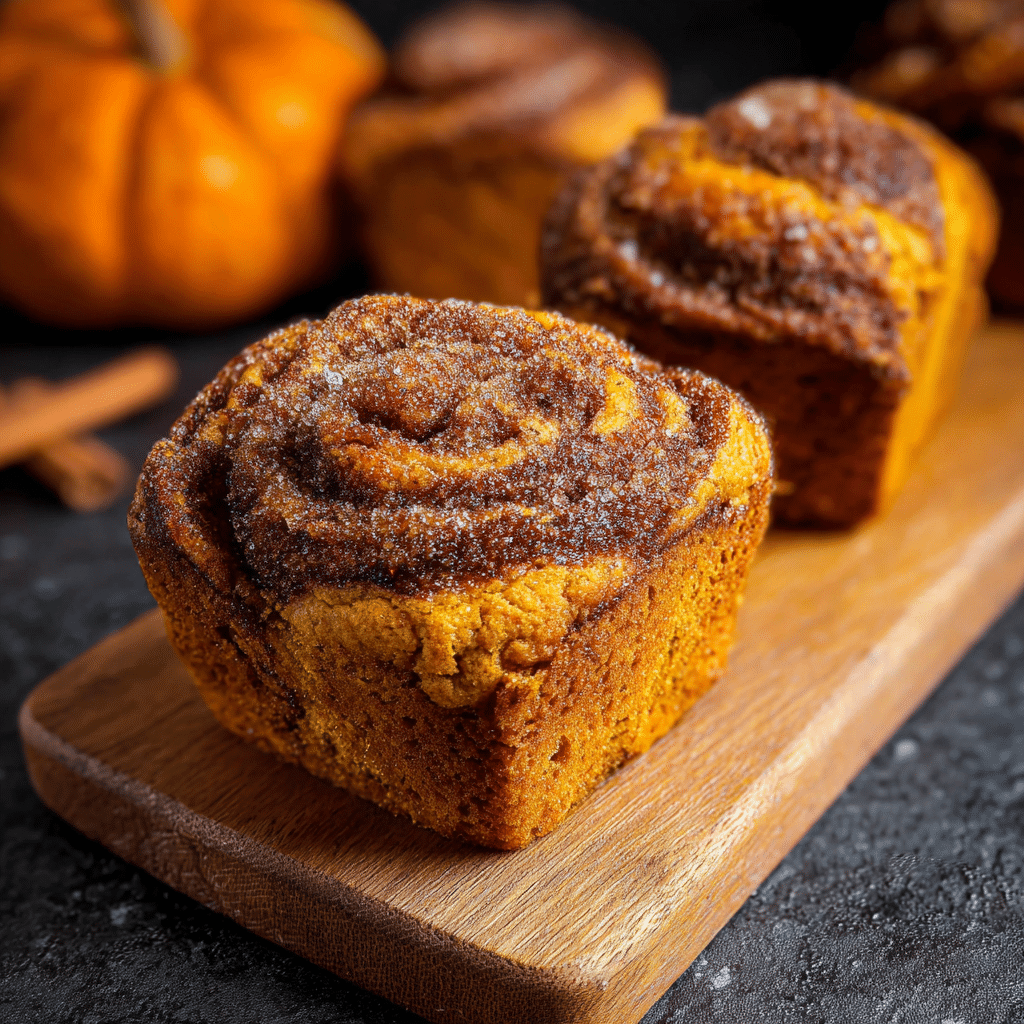 Mini Pumpkin Bread with Cinnamon Swirl